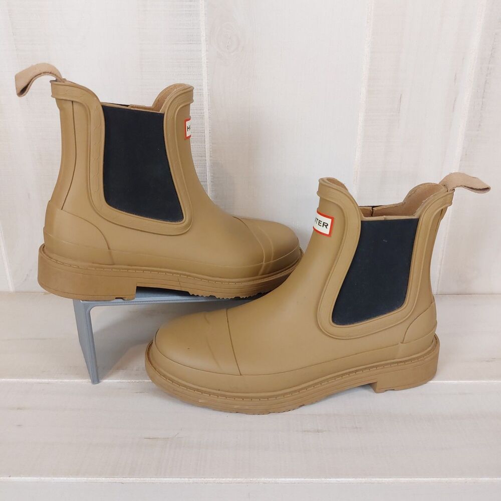 Hunter Commando Chelsea Rain Boots Women's Size 5 Utility Brown Rubber